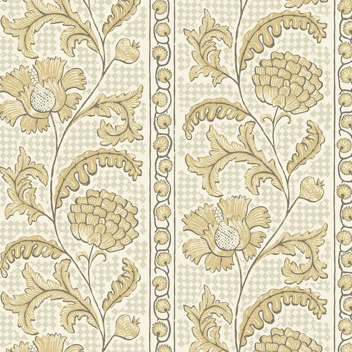 Josephine-Munsey-Floral-Check-Wallpaper-Lemon-and-Salt-Ridge-Floral-trailing-stripes-checkered-background-traditional-print-illustrated-pattern-British-Designer