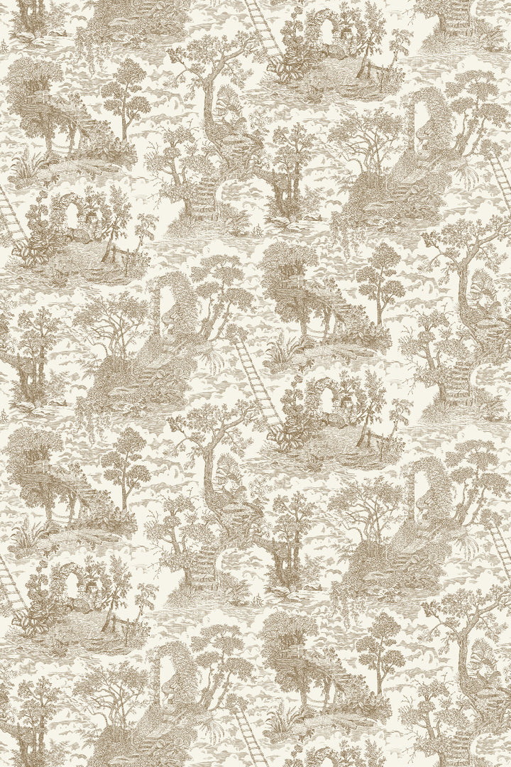 Islet Hoping Toile Wallpaper in Stone