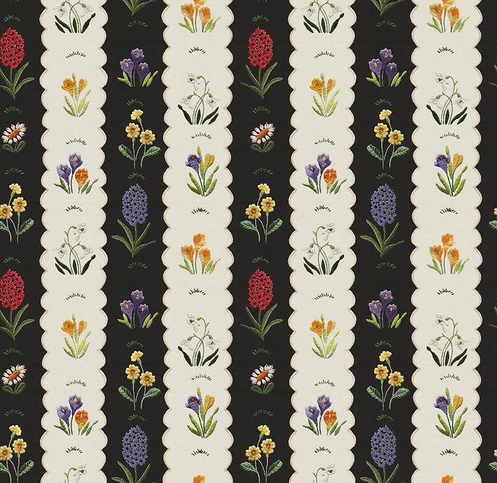 Wear-the-Walls-Mavis-Wallpaper-3D-embroidery-effect-wallpaer-floral-stitch-scalloped-edged-black-and-cream-vintage-retro-spring