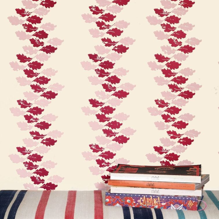 oak-leaves-wallpaper-red-pink-barneby-gates