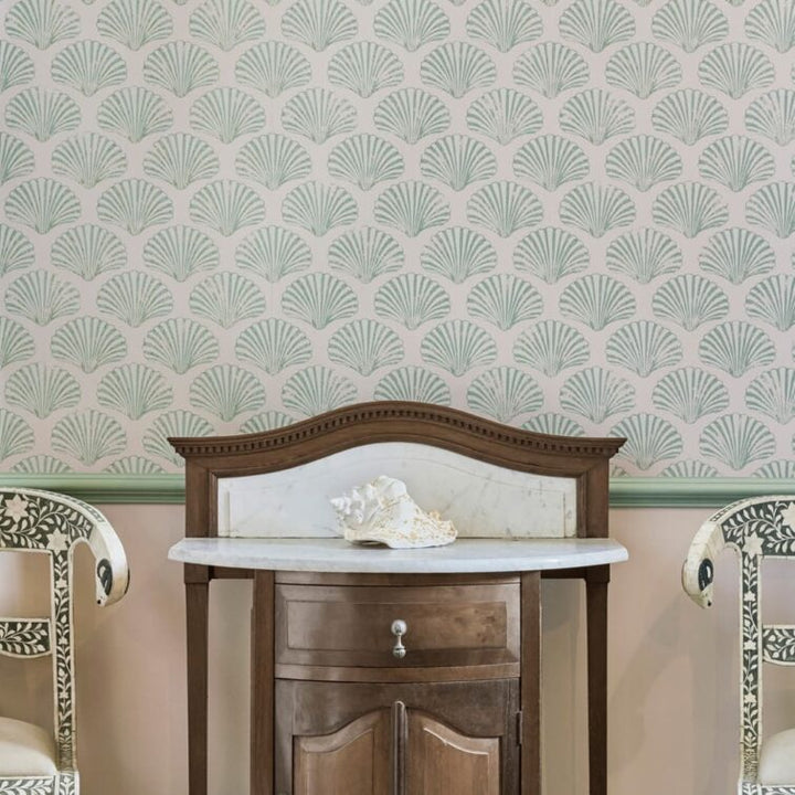 scallop-shell-wallpaper-plaster-green-barneby-gates-british-designer-made-in-uk