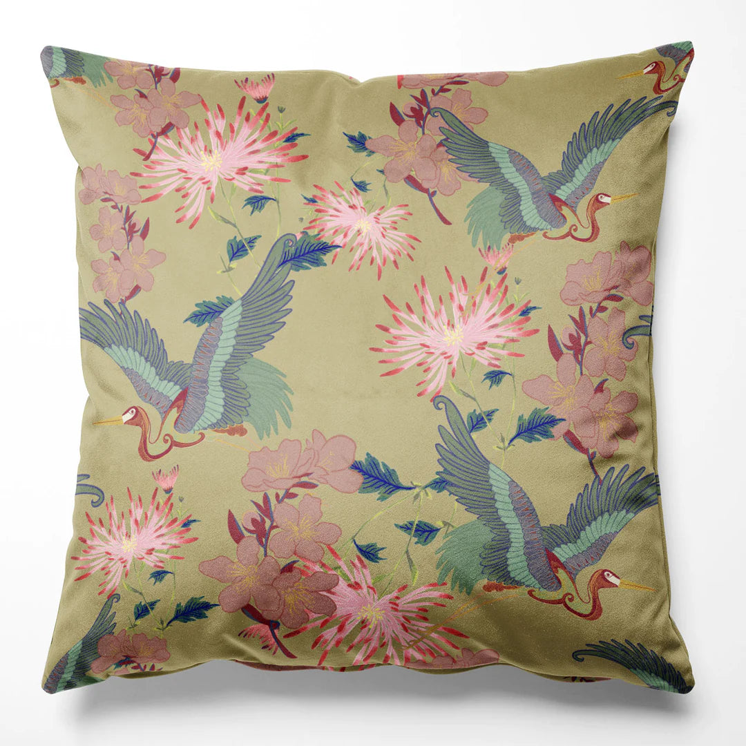 tatie-lou-Blossom -velvet-flying-cranes-flowers-japan-style-dandelion-yellow