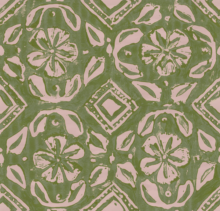 chimney-cake-apple-wallpaper-green-pink-block-printed-design-minnie-kemp-mindthegap