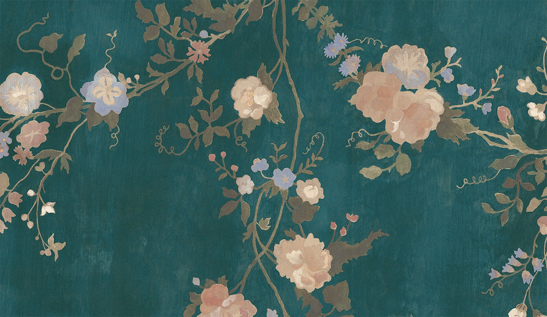 Floral-Roberts-Hamilton-Weston-wallpaper-trailing-flowers-Garland-hand-illustrated-panel-walls-mural-floral-Garland-painterly-Teal-05