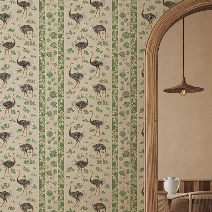 JMW-103211-josephine-Munsey-wallpaper-ostrich-stripe-hiding-birds-in-long-grass-khaki-and-green