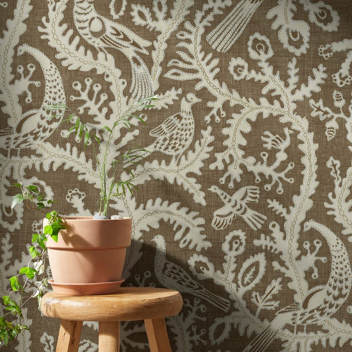 Josephine-Munsey-wallpaper-stitched-birds-lace-effect-birds-textile-background-brownJMW1035.21.0