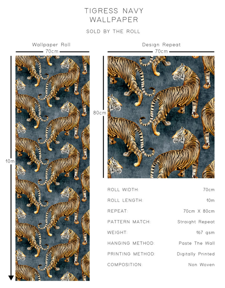 avalana-design-wallpaper-tigress-navy-hand-painted-female-tigers-repeated-pattern-art-deco-illustrated-feature-wall-navy-background