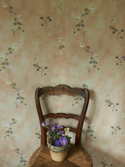 Flora-roberts-wallpaper-spring-vintage-parchment-looking-background-painterly-delivate-floral-print-trailing-spring-flowers-Grisaille-mint-Verditer-shell