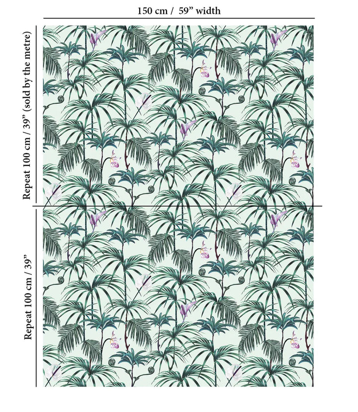 Witch-and-watchman-Elysian-Palm-Green-palm-print-classic-simple-leaves-cotton-panama-textile-sof-furnishings-upholstry-drapery-white-background