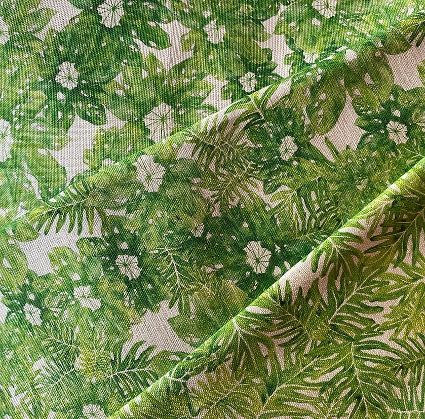 827 × 827px  Bethie-tricks-textiles-junglr-linen-leaf-pattern-soft-green-on-flax-linen-