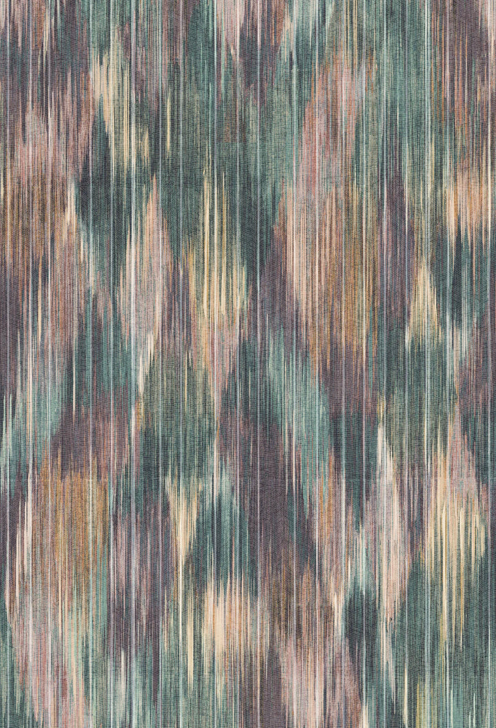 Victoria-Sanders-Spectre-Ikat-geometric-Wallpaper-Almandine-ikat -pink-purples-greens