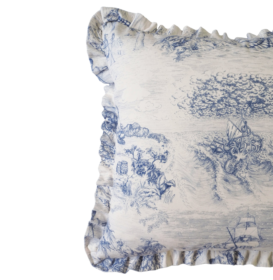 navigo-navy-pleated-cushion-sea-life-illustrations-toile-printed-design-british-textiles-wildmore-the-design-yard-luxury-homewares