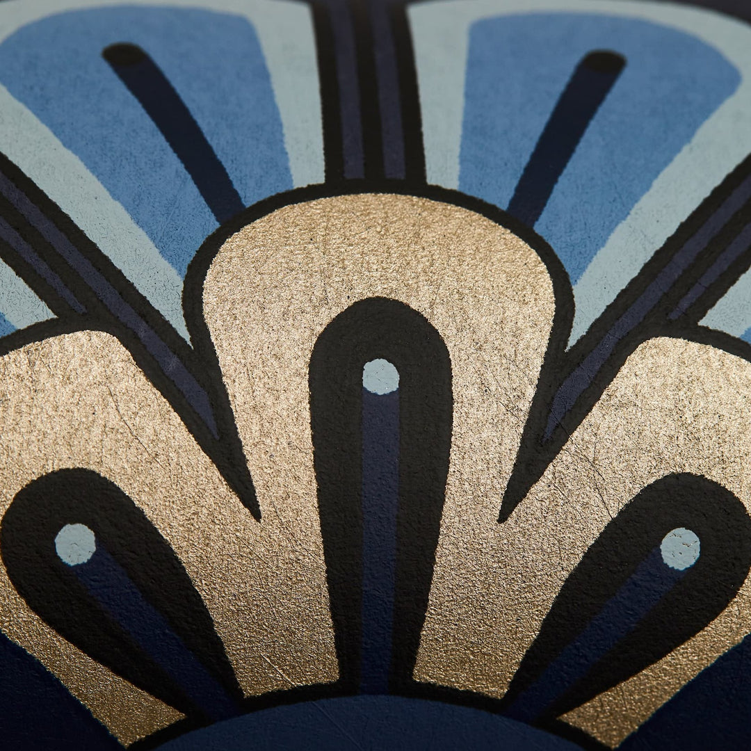 Liberty-fabrics-wallpaper-deco-scallop- 07241001C-blue-retro-navy-deco-fan-printed-navy-gold-archive-collection