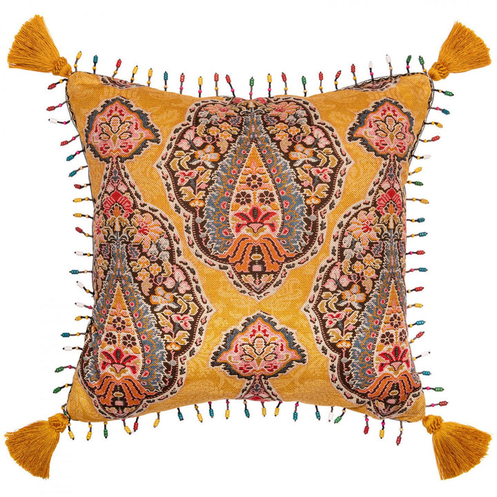 mind-the-gap-woodstock-collection-gypsy-soul-cushion-paisley-motif-mustard-linen-background-tassels-bead-trimmimg-50x50cm-decorative-boho-vibe  