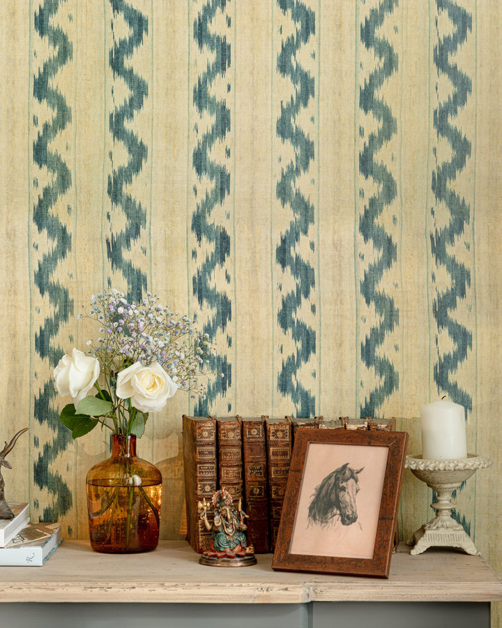 Mind the Gap VINTAGE IKAT Luxury Wallpaper Woodstock Collection On the Wall image Lifestyle Photo MTG