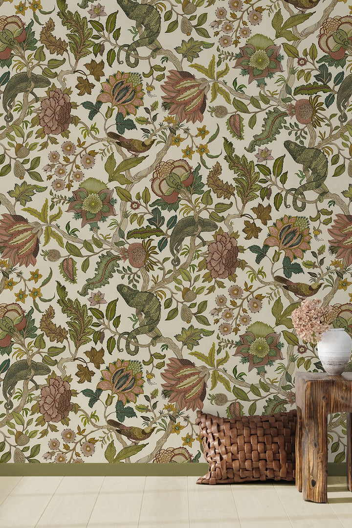 Josephine-munsey-wallpapers-interiors-chameleon-trail-floral-green-dusky-pink-wallpaper