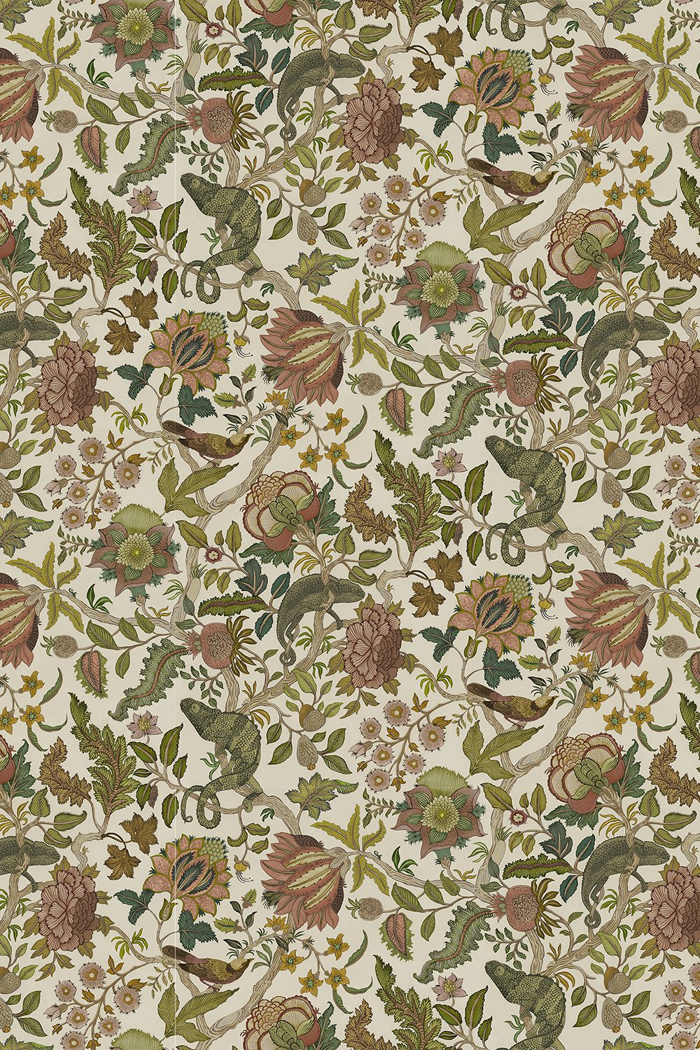 Josephine-munsey-wallpapers-interiors-chameleon-trail-floral-green-dusky-pink-wallpaper