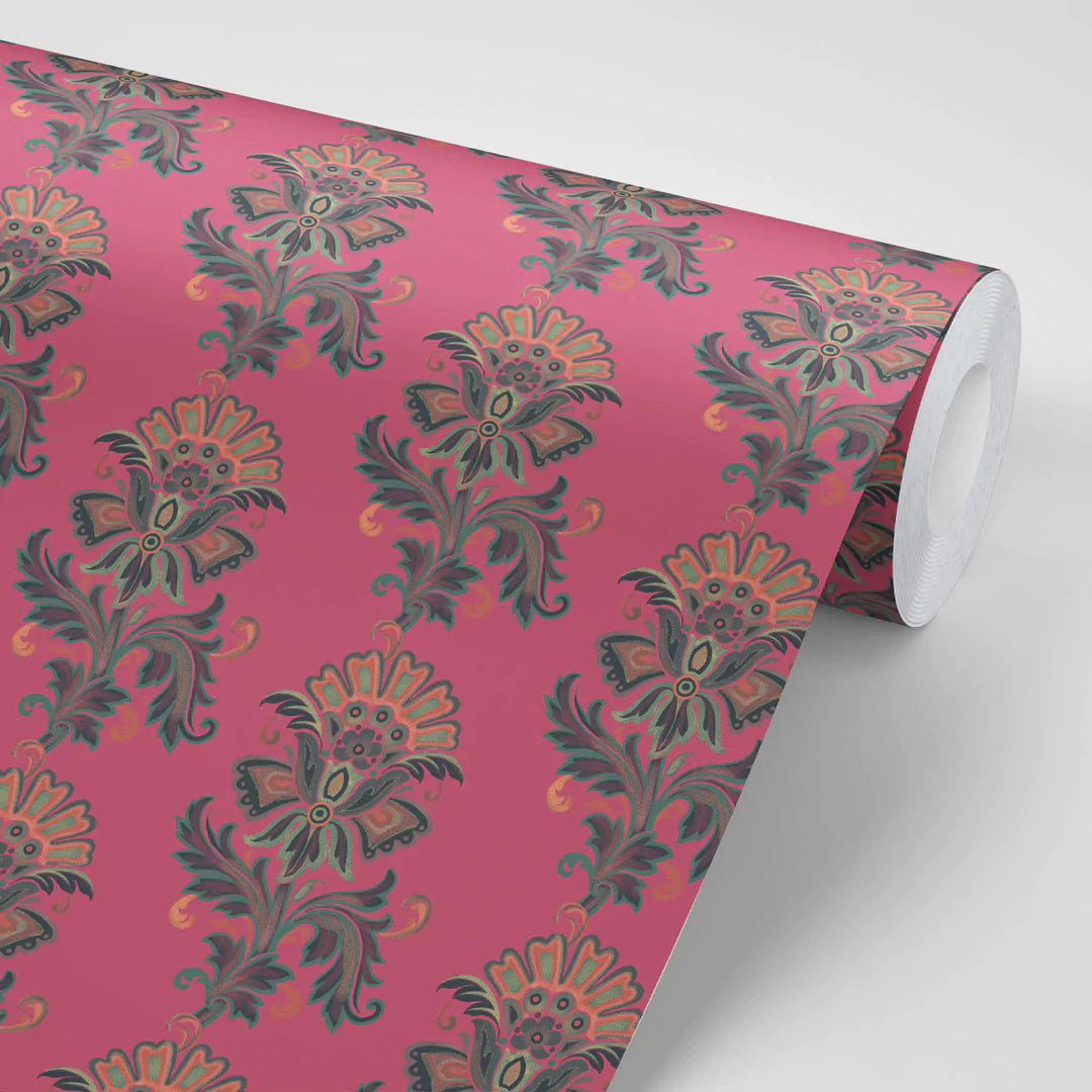 Tatie-lou-wallpaper-large-floral-fan-bold-printed-repeated-hand-drawn-fuchsia