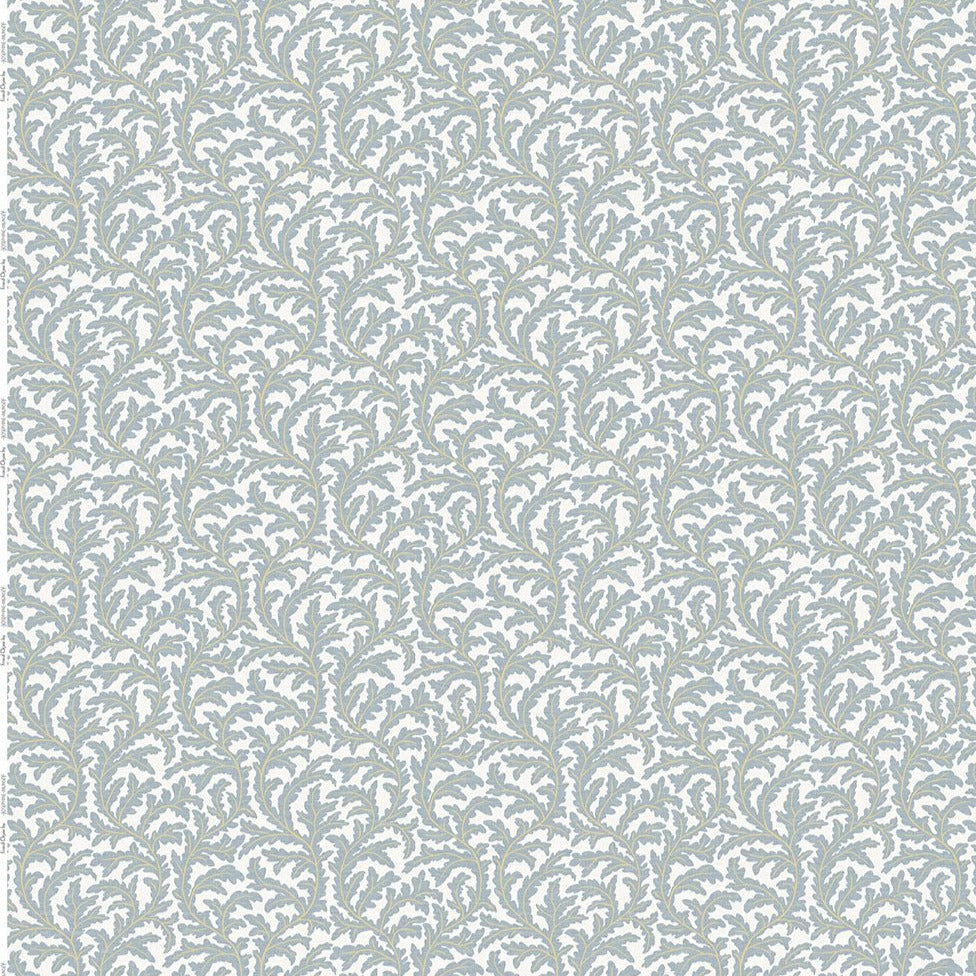 josephine-munsey-100%-linen-oak-print-leaf0pattern-fabric-Frond-Ogee-pattern-light-blue