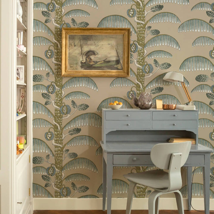 Josephine-Munsey-wallpaper-Palm-stripe-climbing-tropical-fern-palm-print-british-made-artisan-designer-Edge-sand