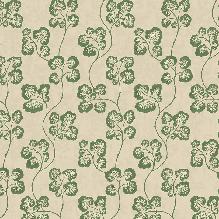 Josephine-Munsey-Cabbage-check-wallpeper-check-repeat-climbing-leaf-pattern-retro-cottage-pattern-Brookes-green-and-edge-sand