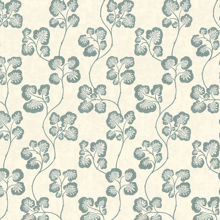 Josephine-Munsey-Cabbage-check-wallpeper-check-repeat-climbing-leaf-pattern-retro-cottage-pattern-Blue-and-clarke-white-