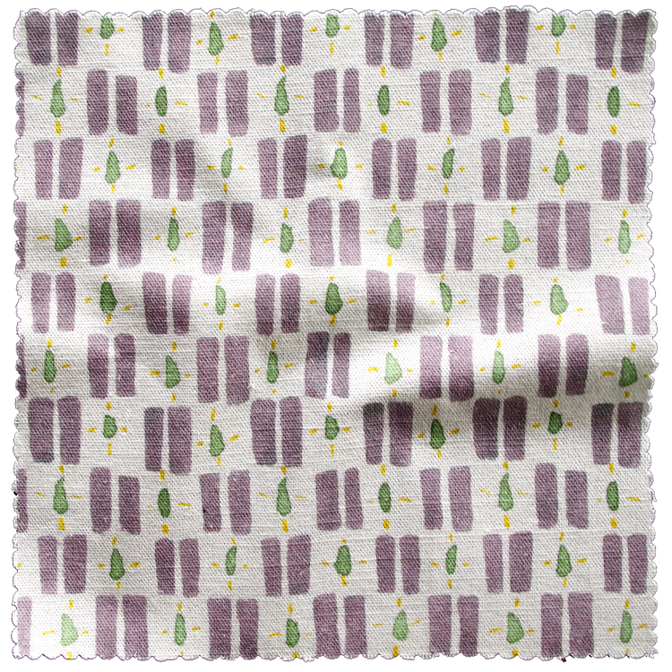 Lowri-textiles-little-check-box-print-check-lilac-muted-green-yellow-pops-white-background-linen-cotton-british-print-designer-uk-organic-cotton-welsh-blanket-inspo-Jo-Faulkner