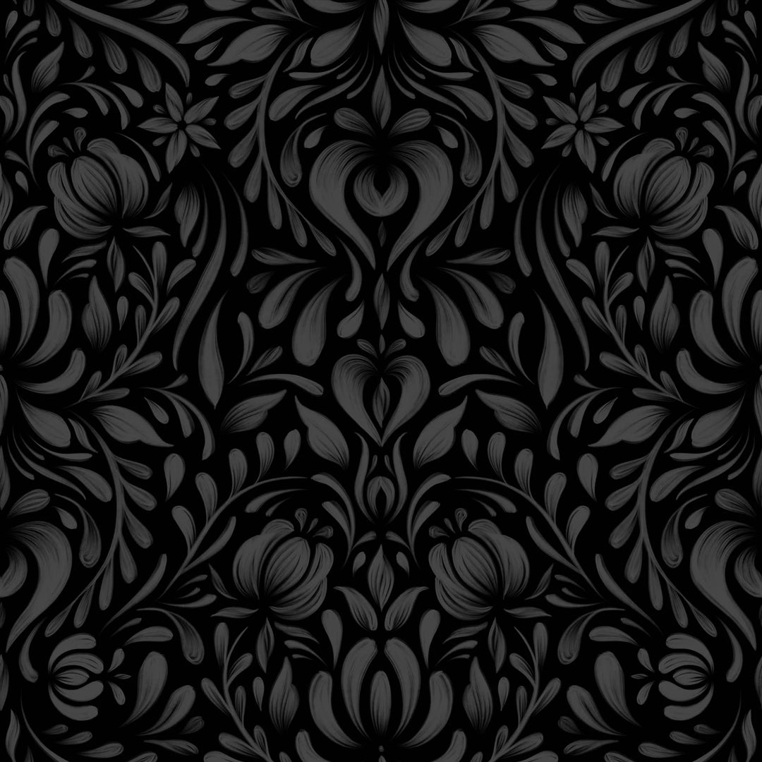 North-and-nether-folklore-collection-bud-wallpaper-black-on-black-floral-damask-bird-repeat-french-style-damatic-tonal-dark