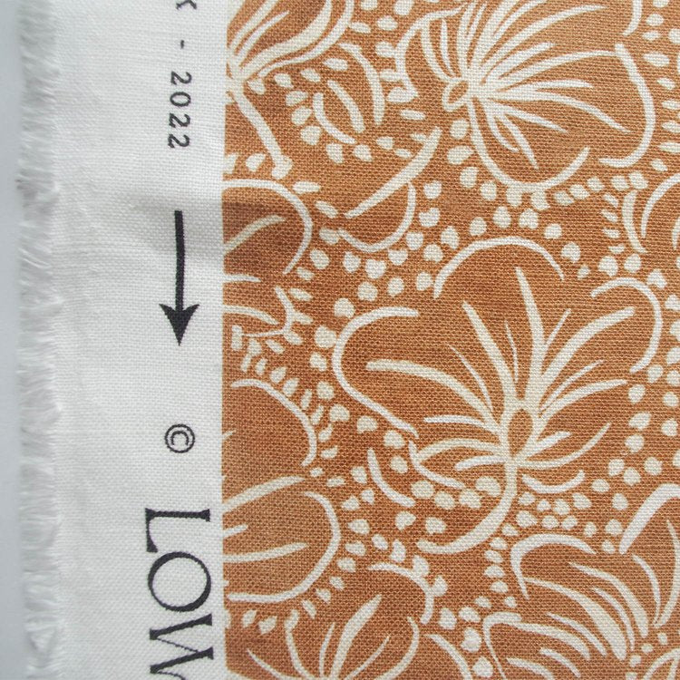 Lowri-textiles-Viola-ditsy-fabric-crinckle-rust-terracotta-textile-printed-linen-cotton-flowers-white-spots-