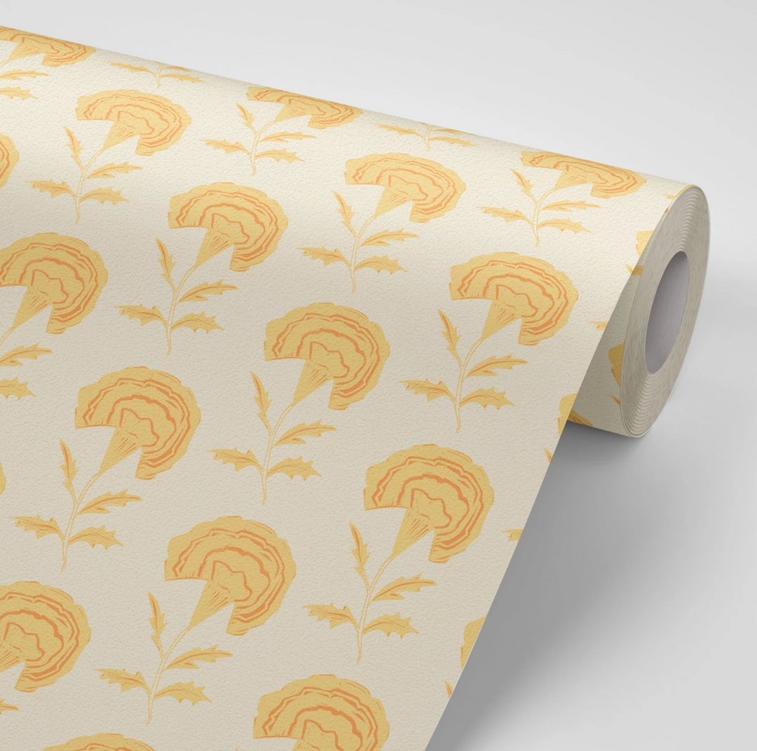 Annika-reed-studio-marigold-wallpaper-print-design-floral-walllcovering-yellow-pink-orange  Edit alt text