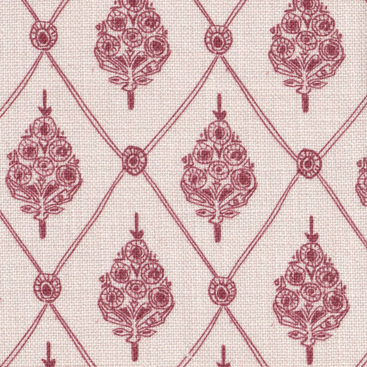 annika-reed-studio-agra-linen-fabric-pink-burgandy-red-inspired-by-taj-mahal-india-colour-of-palaces-floral-repeated-diamond-print