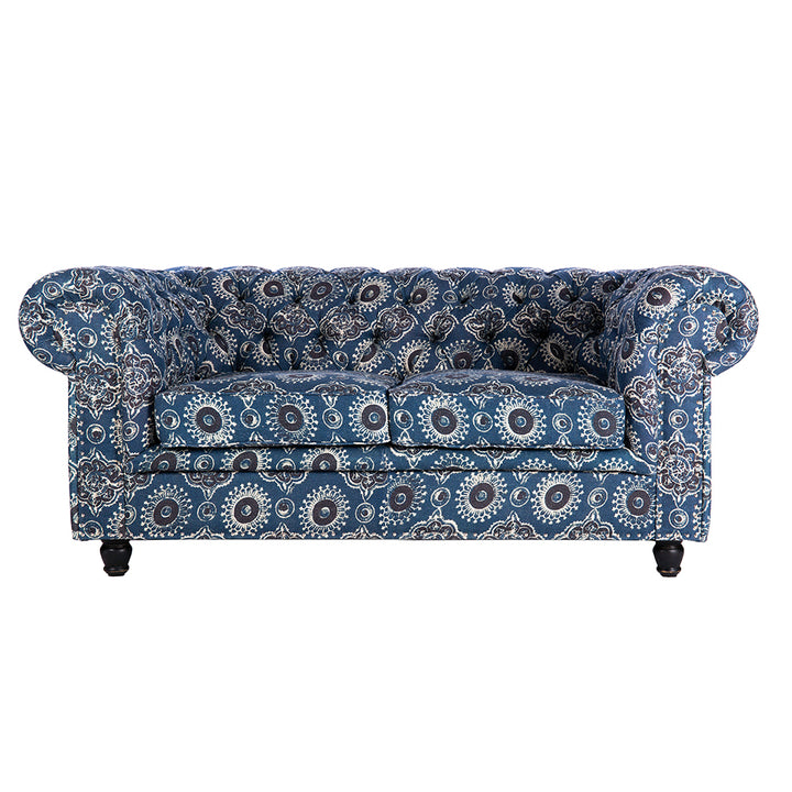 mind the gap winston tufted sofa ajrak linen blue