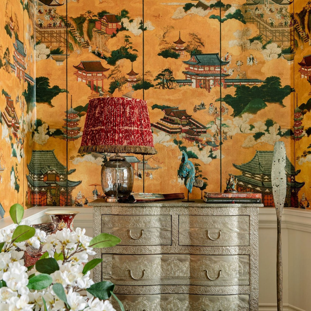 mind-the-gap-floating-world-wallpaper-the-curators-cabinet-collection-japanese-inspired-ancient-village-life-clouds-mountains-golden-maximalist-statement-interior