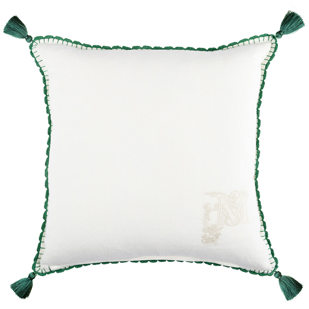 mind-the-gap-transsilvaniae-florilegium-embroidered-cushion-green-tassel-white-linen