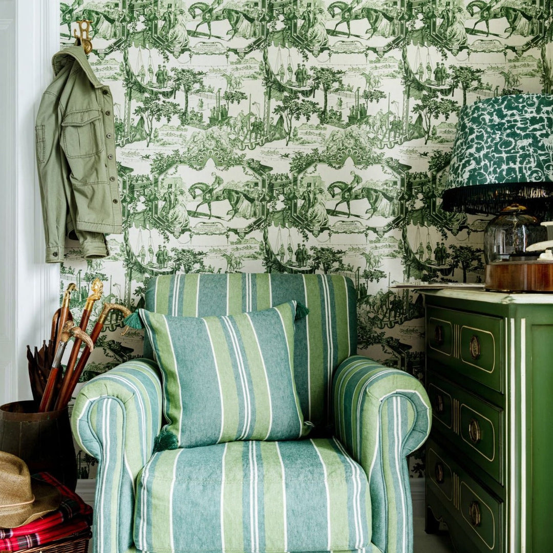 mind-the-gap-grand-prix-wallpaper-green-the-derby-collection-inspired-by-french-toile-de-jouy-a-day-at-the-race-course-horse-intricate-detailed-maximalist-statement-interior-