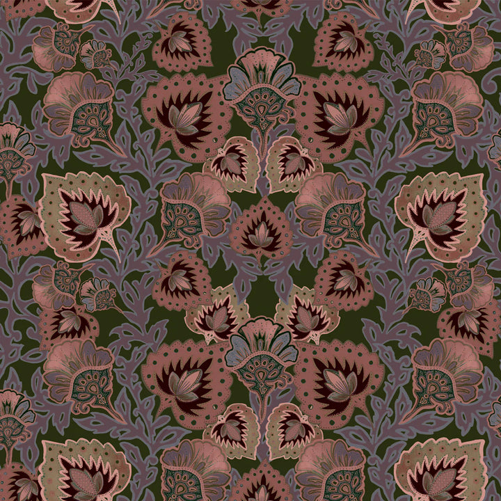 Tatie-lou-wallpaper-garden-of-india-flourish-trellis-flowers-palm-motif-lush-leafy-botanical-hand-drawn-printed-wallpaper-grass-burgundy-pinks-green