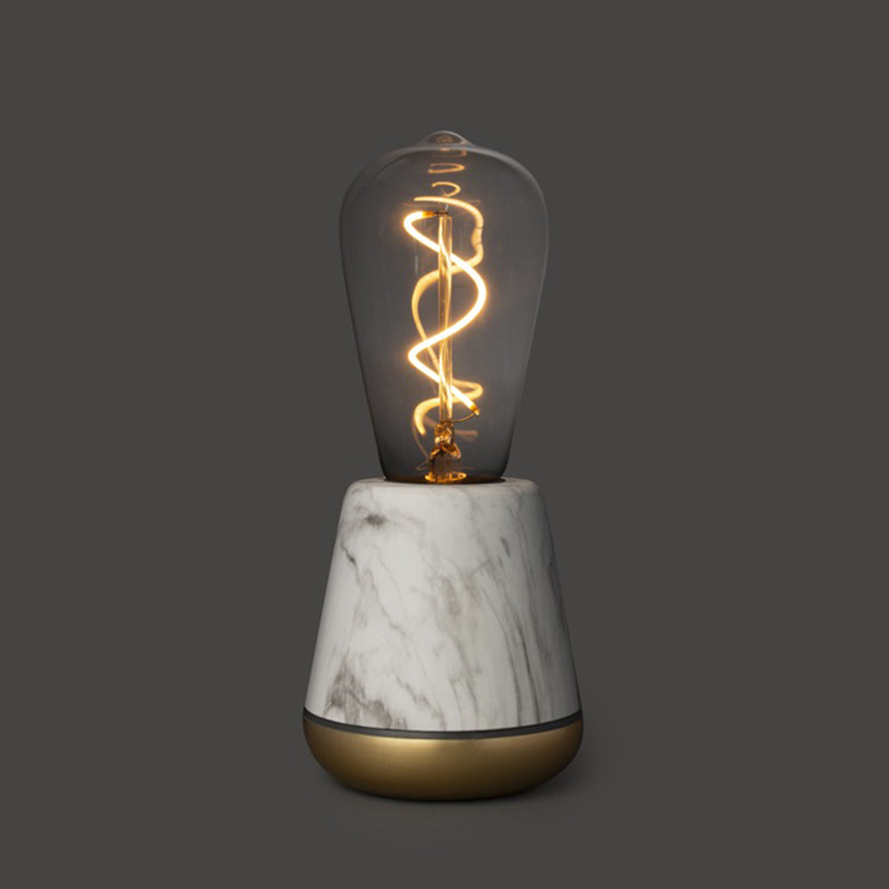 humble one table light white marble light bulb