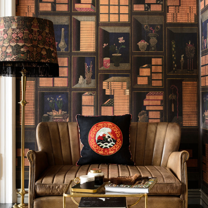 mind-the-gap-korean-library-wallpaper-gentlemans-corner-and-eccentric-man-collections-library-korean-asian-symbols-culture-statement-maximalist-interior