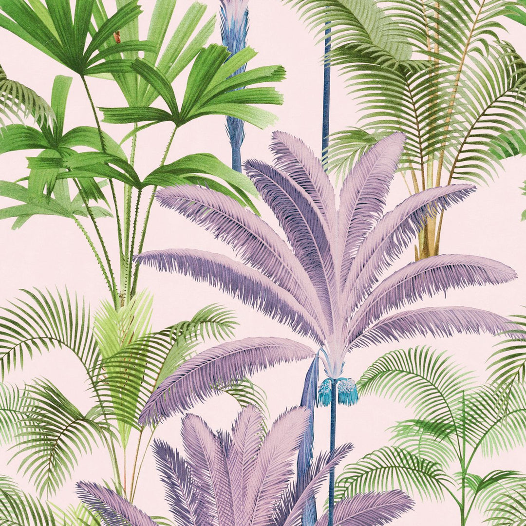 mind-the-gap-palmeras-wallpaper-palm springs-collection-palm-tree-green-white-purple-lilac-blue-statement-maximalist-interior-anthracite