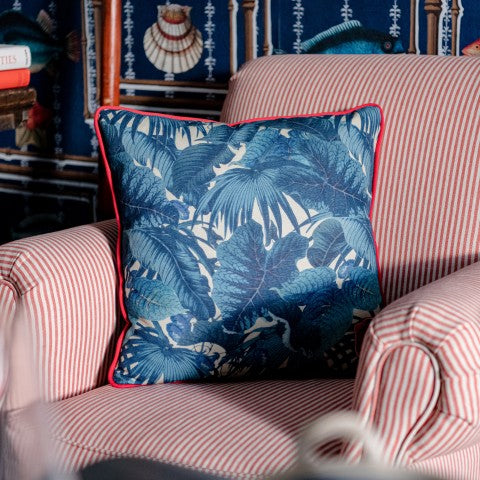mind-the-gap-paradeisos-linen-cushion-palm-leaves-blue-red-piping