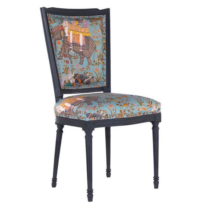 mind the gap provence dining chair hindustan blue elephant design black frame