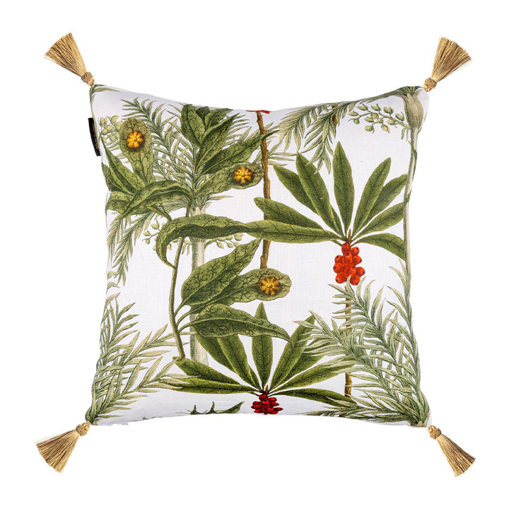 mind the gap linen cushion the seafood bar madagascar double sided cushion green orange and white with gold tassels