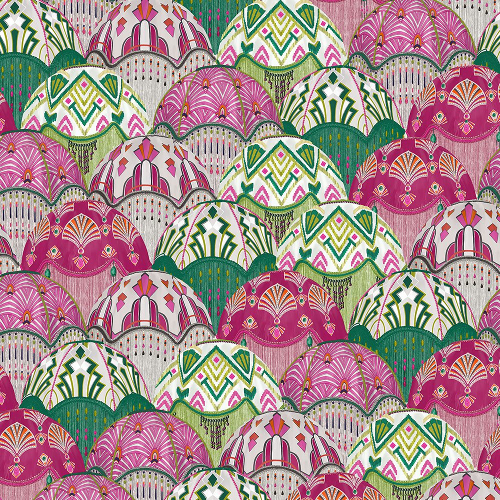 brand-mckenzie-silk-shades-wallpaper-cerise-fringed-lamp-shade-pink-green