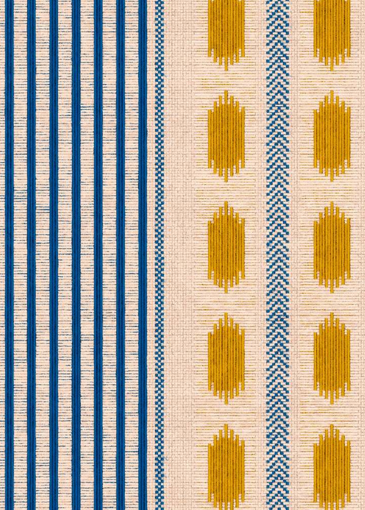 Mind-the-gap-Mouassine-tumeric-textile-look-stripe-cream-indigo-yellow-berber-style-pattern