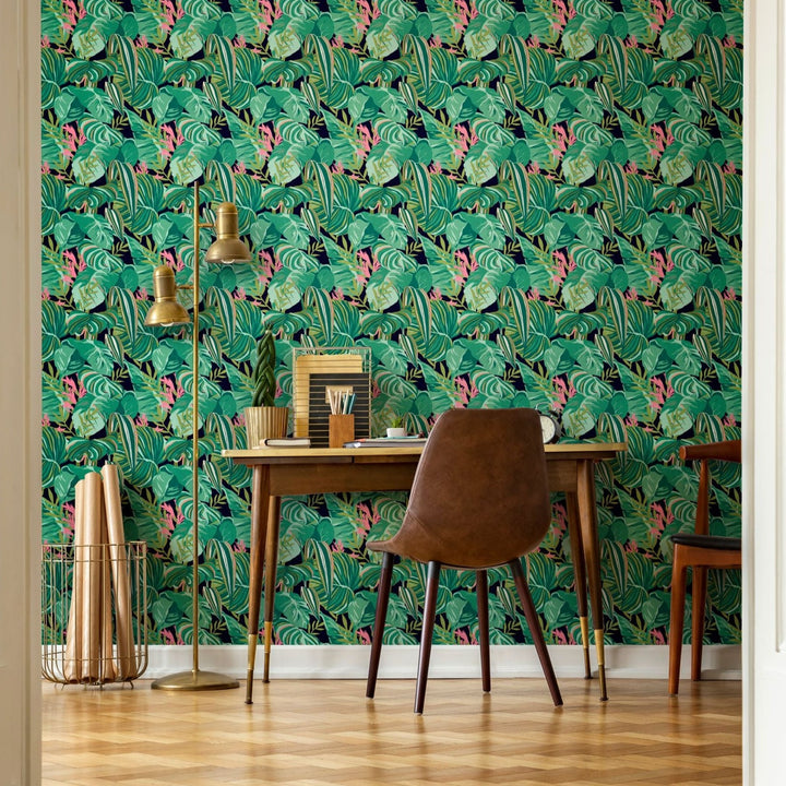 mind-the-gap-tropical-foliage-wallpaper-palm-springs-collection-hand-painted-californian-vibrant-statement-maximalist-interior