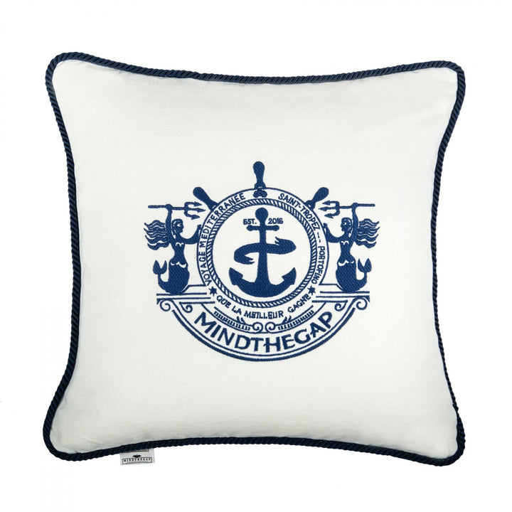 Mind-the-gap-voyage-cushion-white-cushion-blue-rope-cord-trim-anchor-embroidered-logo-white-linen- LC40105