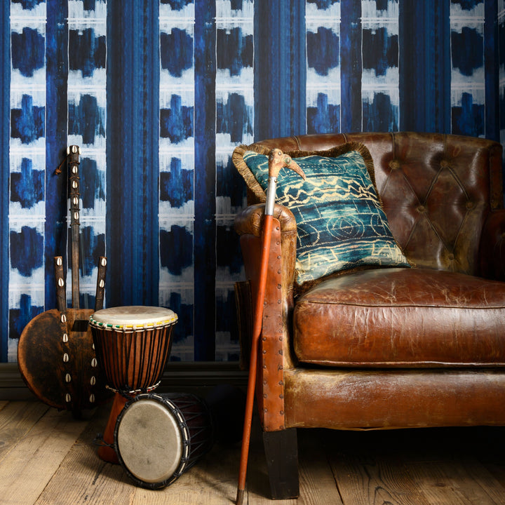 mind-the-gap-yoruba-wallpaper-indigo-addiction-collection-inspired-by-nigerian-traditional-yoruba-ashoke-cloth-patterns-hand-painted-maximalist-statement-interior